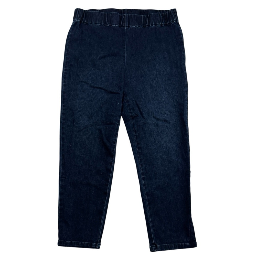 SOFT SURROUNDINGS Metro Cropped Denim Pull-On Denim Jeans Sz L Dark Wash 29686